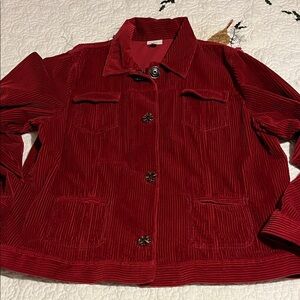 J. Jill Rich Red Corduroy Utility Jacket